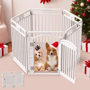Pet Playpen with Door Dog Foldable Puppy Playpen for Puppies and Small Dogs 6-Panels Easy Assemble Easy Storing for Indoor and Outdoor (6 Panels)