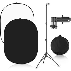 Portable Chromakey Black/White Backdrop with Stand,59 * 39 inch Pop Up Collapsible Backdrop,Foldable Black&White Screen 2 in 1 Backscreen for Photo and Video Shooting,Gaming (Black & White)