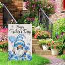 2 x Heyfibro Happy Father's Day Garden Flag 12x18 Double Sided Burlap, Blue Gnome Best Dad Rose Floral Father's Day Yard Banner, Buffalo Plaid Bow Tie Love Heart Trophy Outdoor Decor (ONLY FLAG)