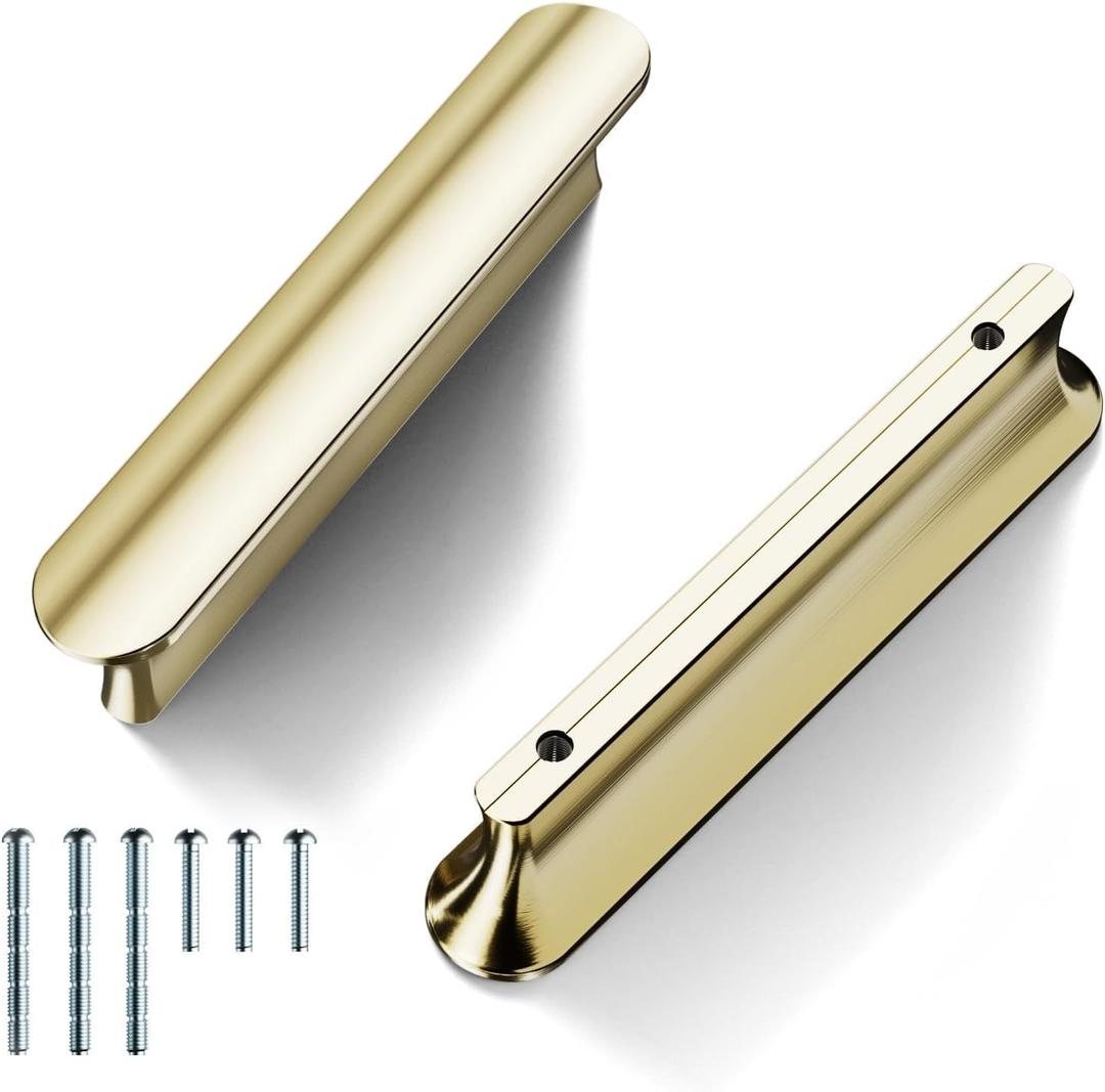 Cobbe Elite 10 Pack Luxurious Brushed Gold Cabinet Pulls, 3 Inch Hole Center, Handles for Kitchen Bathroom Cabinets & Drawers (3" hole center spacing, Gold 10 Pack)