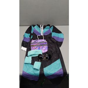 Ezuwail Kids 80s 90s Tracksuit Outfit for Boys Girls 6Pcs Unisex Retro Windbreaker Toddler Workout Hip Hop Dance Costume, 6-7Y