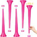 4 Pcs Stadium Horn 21 Inch Vuvuzela Plastic Collapsible Cheering Trumpets for Sporting Events Football Carnival Party Supplies, Pink