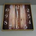 ArtSocket Wooden Wall Clock Silent Non-Ticking, Brown Wood Barn Board Pine Plank Retro Square Rustic Coastal Wall Clocks Decor for Home Kitchen Living Room Office, Battery Operated(12 Inch)