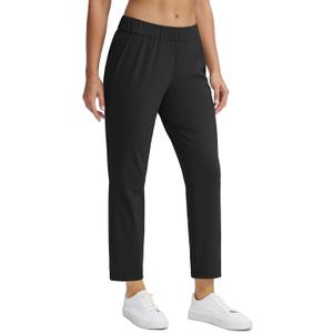 Seamaid Women's Golf Pants with Deep Pockets 7/8 Stretch Athletic Travel Pants for Casual Lounge , Black,  L