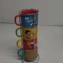 Peanuts Snoopy Gentle Reminders 15oz Stackable Mugs w/Metal Rack, Stoneware, 4-Pack, Assorted Colors