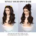 20inch Synthetic Lace Front Wig 13X4 Lace Pre-Plucked Wavy Dark Brown Wig for Women 180% Density Natural Hairline Glueless Heat Resistant Wig for Daily Wear and Styling