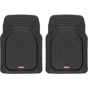 Motor Trend -1 Piece Front Car Floor Mats- Black FlexTough Contour Liners-Deep Dish Heavy Duty Rubber Floor Mats for Car SUV Truck & Van-All Weather Protection, Universal Trim to Fit