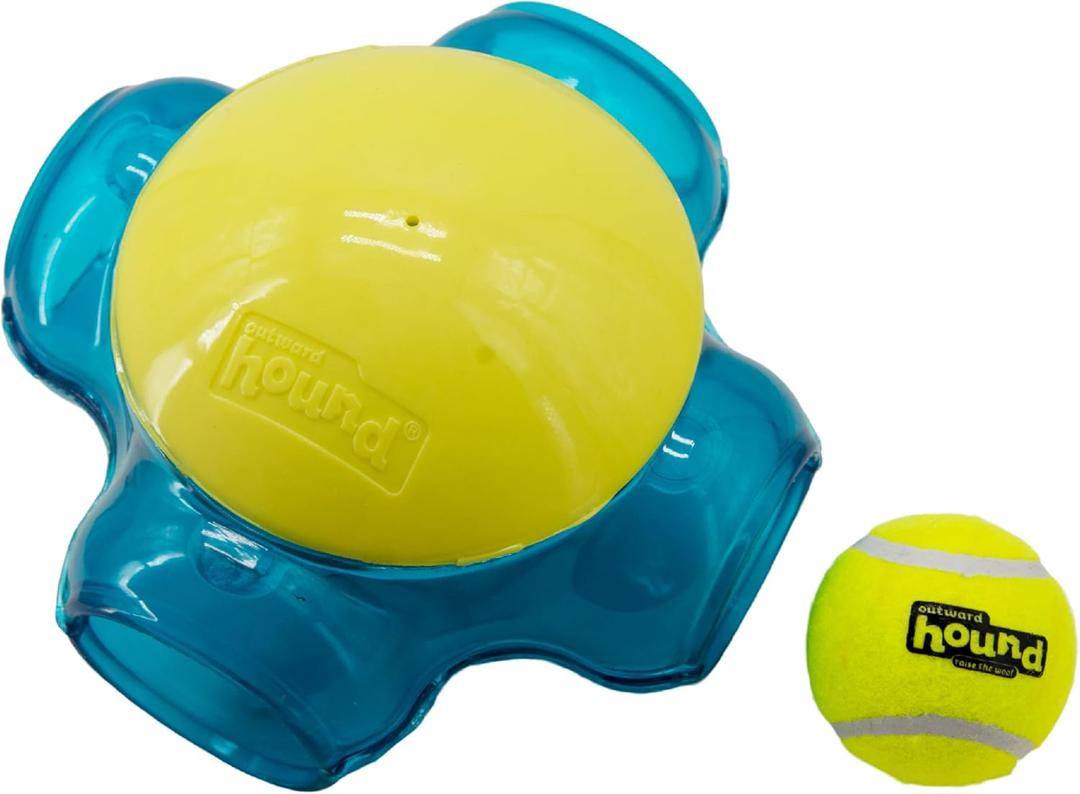 Outward Hound Tennis Maze Craze Interactive Squeaky Dog Toy, Blue (One-Size)