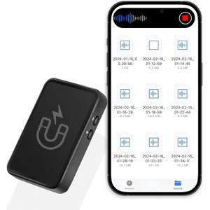 Voice Activated Recorder, Magnetic Voice Recorder with Playback, Digital Voice Recorder with 64GB Storage Space, Recorder Voice Activated for Lectures/Meetings/Interviews/Home