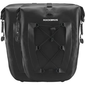 ROCKBROS Bike Panniers Waterproof Rear Rack Bag Max 30L Large Capacity for Cycling Traveling Commuting (Black*2)