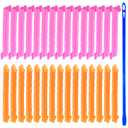 TUPARKA 30 Pack Spiral Curls No Heat Hair Rollers Kit with Styling Hooks for Extra Long Hair up to 22 Inch (Yellow & Pink)