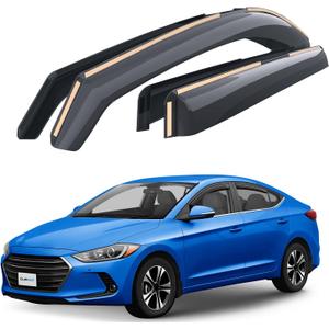 Goodyear Shatterproof in-Channel Window Deflectors for Hyundai Elantra 2017-2020, Rain Guards, Window Visors for Cars, Vent Deflector, Car Accessories, 4 pcs - GY003459LP (For Elantra 17-20)