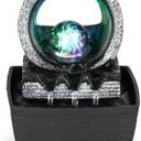 Tabletop Water Fountains, 3 Gears Desktop Fountain Indoor with Led Rolling Ball, Table Top Small Water Feature Interior Zen Relaxation Decor for Home Bedroom Living Room Office Apartment