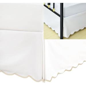HIG Queen Bed Skirt - Easy Fit Scallop Edge Pleated Bedskirts With Spilt Coner, 12 Inch Drop Anti-Slip Dust Ruffle, Thick Fabric for Enhanced Privacy, Pre-Washed for Long-Lasting Use, Machine Washable