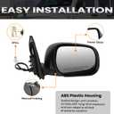 Right Passenger Side Mirror Compatible with Toyota RAV4 2009 2010 2011 2012 Power Manual Folding Non-Heated US Built Door Mirrors (3 Pins)