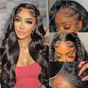 IWISH 13X6 Body Wave Lace Front Wigs Human Hair T Part Glueless Wigs Human Hair Wigs Pre Plucked Per Cut 220% Density Natural Black Wig Body Wave Lace Front Wigs Human Hair Wigs For Black Women