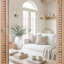 H HOMEWINS Rustic Rectangle Mirror,24x36 Wooden Farmhouse Mirrors,Boho Bathroom Wall-Mounted Nature Beads Decor Mirror for Bedroom, Living Room,Vanity,Entryway,Over Sink