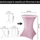 2 Pack 24x43 Inch Pink Cocktail Tablecloth Spandex Round Fitted Table Cover for Wedding Banquet Event Party