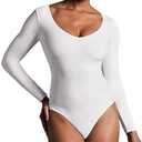 IUGA Long Sleeve Body Suits Women's Tummy Control Bodysuits for Women V Neck Bodysuit Tops Small