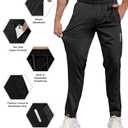 Hioutdoor Mens Athletic Pants Lightweight Slim Fit Track Pants with Zipper Pockets, Quick Dry Sports Pants for Running Gym Black L (Black, L)