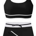 Girls Swimsuits 2 Piece Bathing Suit Bikini Set with Padded High Waisted Beach Swimwear for Girls 11-15 Years
