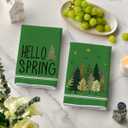 2 x Artoid Mode Green Leaves Pine Tree Hello Spring Kitchen Towels Dish Towels, 18x26 Inch Farmhouse Summer Decoration Cleaning Set of 2