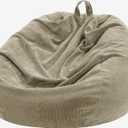 Nobildonna 3 ft Bean Bag Chair Cover (No Filler) 35"43" Large Stuffed Animal Storage Bean Bag Washable Big Beanbag Chair Cover Premium Corduroy Bean Bag Cover for Adults,Kids,Khaki Gray 300L