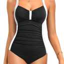 Tempt Me Women Ruched Slimming One Piece Swimsuits Tummy Control Vintage Bathing Suits L 