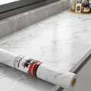 Decotalk 30 x 120 inch Marble Contact Paper Self Adhesive Wallpaper Stick and Peel Grey White Granite Countertop Contact Paper Decorative Wall Paper for Kitchen Backsplash Cabinets Island Furniture