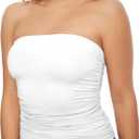 KKJ Womens Strapless Tube Tops Ruched Bandeau Stretchy Basic Going Out Summer Shirts Crop Tank Top, Small