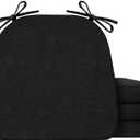IASEAHK Chair Cushions for Dining Chairs Set of 4, Non Slip Kitchen Chair Pads, 17" x 16" x 2", Indoor Dining Chair Cushions with Ties, D-Shaped Seat Cushions for Kitchen Chairs, Black