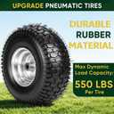 TICONN 2PK 15x6.00-6nhs Lawn Mower Tires, Pneumatic Front Tire and Wheel Assemblies, 3" Centered Hub and 3/4" Bushings, 550lbs Load Capacity (Silver)