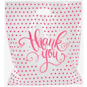 Camtoms Thank You Bags With Handles (12x15) - Medium Plastic Retail Merchandise Bags for Boutique, Small Business - White Glossy Shopping Bags for Vendors