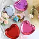 Winoo Design Bulk Valentines Plates - 50 PK - Shiny Heart Shaped Plates Paper for Valentines Day Decor Decorations Valentine Party Supplies