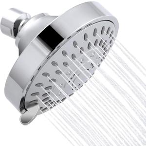 AISOSO Shower Head, 5 Modes High Pressure Shower Heads for Relaxed Shower Experience, 4.1 Inch Bathroom Fixed Showerhead Even at Low Water Pressure for Powerful Spray, Chrome (Bright Silver)