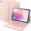 CHESONA for iPad 10th Generation Case with Keyboard, 7 Color Backlight, Multi-Touch Trackpad, Flip Stand Case with Pencil Holder, 2 Wireless Channels for iPad (A16) 11th/10th Gen 2025/2022, Pale Pink