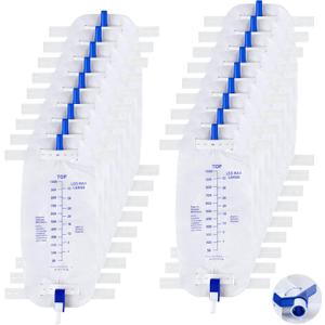 Geiserailie 18 Pack 1000ml Leg Bag Urinary Drainage Bag with Anti Reflux Valve, 33.8oz Large Capacity Urine Leg Catheter with Cloth Straps, Easy Flip Drain, Urinary Catheter for Men, Women