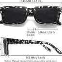 2 x IOHLNG Retro Vintage Sunglasses for Women Men Trendy Rectangle Sun Glasses UV Protection (Black Tortoise Shell Frames + Grey Lens)