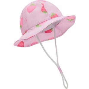 Durio UPF 50+ Baby Sun Hat - Wide Brim Beach Bucket Hats for Infant Girls 0-4T, Outdoor Summer Hat for Newborn to Toddler (Pink, L)