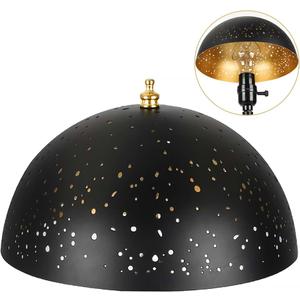 ALUCSET Small Dome Lamp Shades Set of 2, Metal Dome Light Bulb Cover, Clip On Lampshades for Ceiling Fixture, Table Lamp, Wall Light, Starry Night Light Shade, 8" Diameter x 4" Height