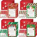 192 Pcs Letter to Santa Kit Official Wish List 48 Set Santa Letter with Christmas Cards 5"x 7"Envelopes Stickers Stamps for Writing Christmas List Holiday Greeting