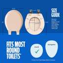 HIGHCRAFT Premium Round Toilet Seat with Slow-Close Design, Adjustable Hinges & Quick Removal Mechanism - Molded Wood Toilet Seat - Fits Standard Round Toilets - Toilet Seat in Bone/Beige