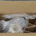 EDISHINE 21.85" Farmhouse Table Lamp, Rustic Bedside Lamp, Water Transfer Walnut Wood Grain Metal Base, Beige Linen Shade, Minimalist Nightstand Light for Living Room, Bedroom, Office, E26 Base