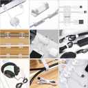 White Cable Management Organizer Kit, 2 Wire Sleeve Protector, 41 Self Adhesive Cable Clips Holder, 10pcs+2 Roll Reusable Cable Ties and 100 Cable Zip Ties for TV Computer Cord Tidy Under Desk