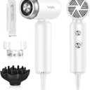 Hair Dryer - Mini HairDryer, Ionic High-Speed Motor for Fast Drying, Portable Lightweight Blow Dryer, Quiet Blowdryer with Magnetic Curly Diffuser & Concentrator for Home Travel ONLY 110V (White Matte 110v)