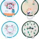 NUOBESTY Foldable Fan Japanese Style Handheld Round Folding Fan Great for Wedding Birthdays Decoration,4pcs