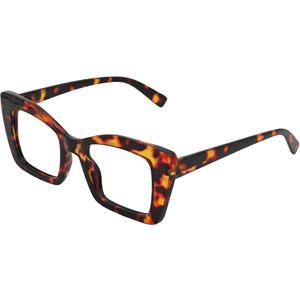 Oversized Reading Glasses for Women  Blue Light Blocking Readers, Oprah Style Square Frame, Clear Lens, Spring Hinge (Tortoise)
