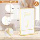 Floroom 6 Pack 5x7 Inch Clear Acrylic Sign Holders, Double-Sided Gold Display Stand Picture Frames for Table Numbers, Menus, Flyers, Weddings, and Offices