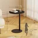 C Shaped End Table, Round Side Table, Small Drink Tv Tray Table for Small Spaces,Modern Accent Nightstand with Metal Leg for Living Room, Bedroom, Corners, and Office(Black)