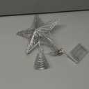 Joiedomi Christmas Star Tree Toppers Silver, 8" Metal Treetop Ornaments Battery Powered with Warm White LED Lights for Xmas Decorations Indoor, Holiday Party Decor